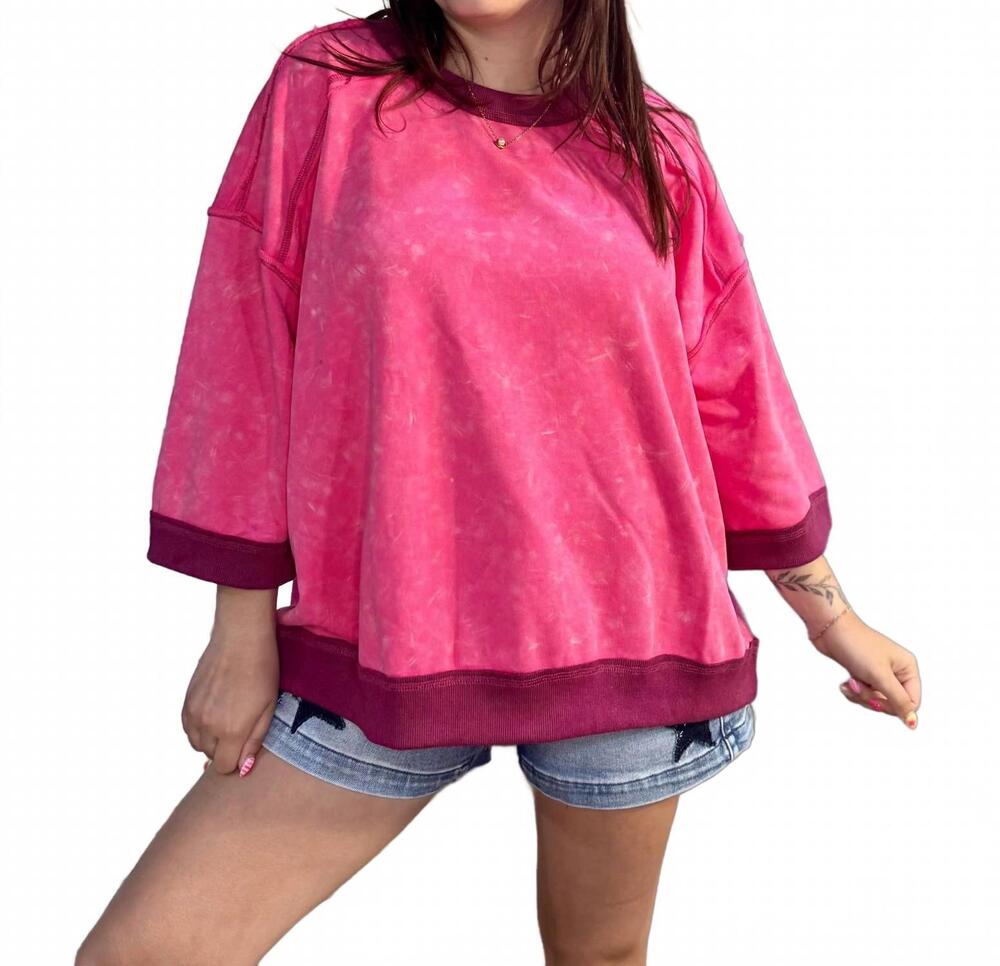 NEW AEMI + CO taighan oversized boxy sweatshirt top in pink